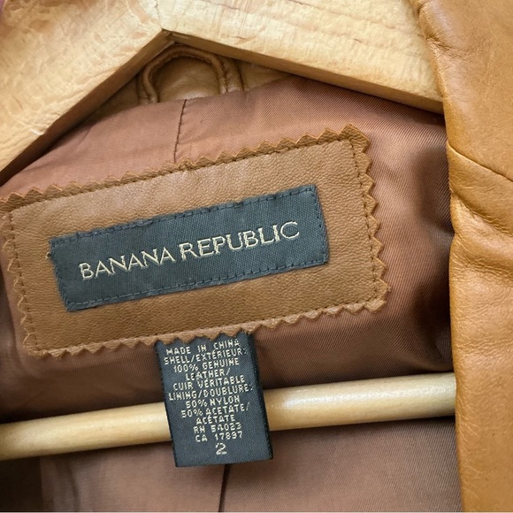 BANANA REPUBLIC Genuine Leather Blazer Jacket – Caramel Tan – Size 2 (Women’s) - Picture 9 of 10